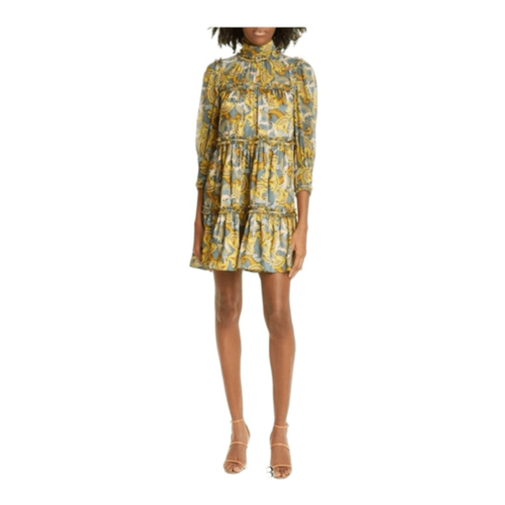 Cinq a Sept Brady Paisley Ruffle Tiered Babydoll Dress Size 6